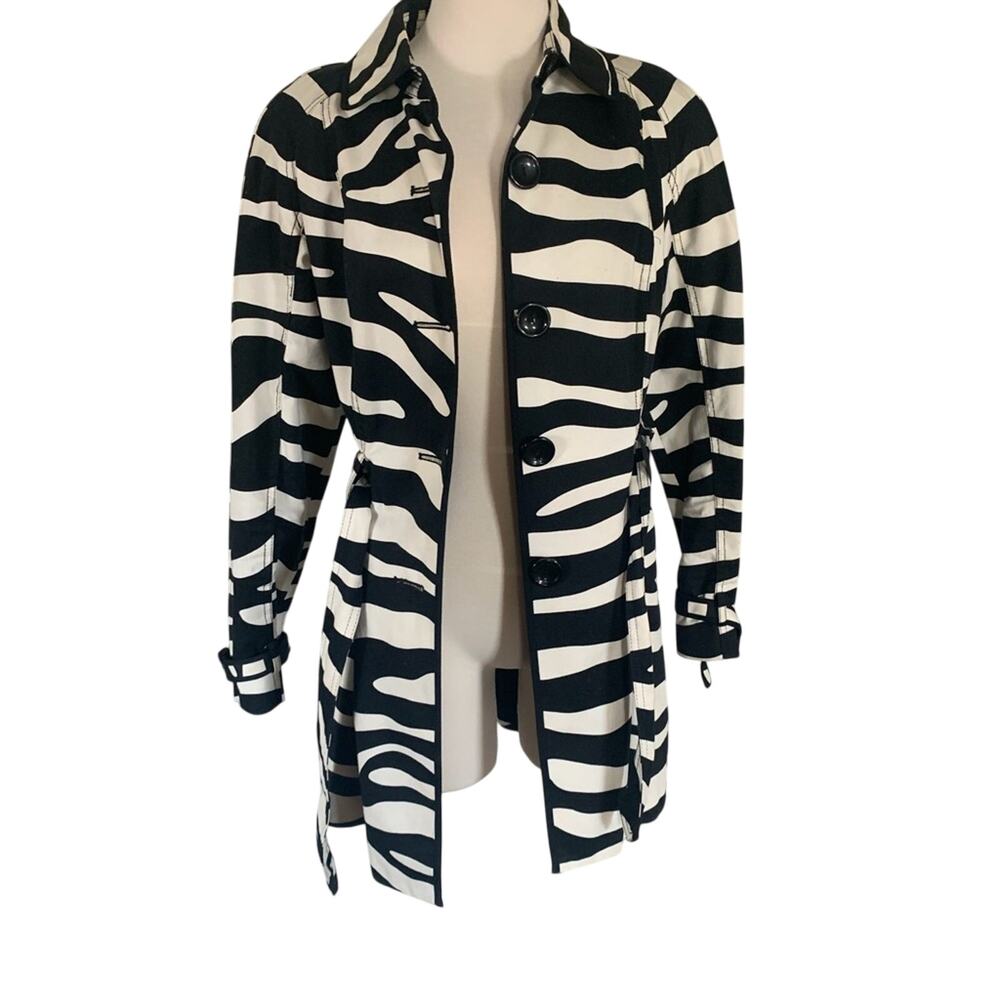 Worn Once Zebra / Animal Belted Rain Trench Coat  Women’s Medium - Picture 4 of 8